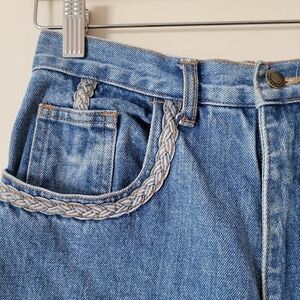 Vintage 90s Jonathan G High Waisted Mom Jeans Denim with Braided Trim Size 27